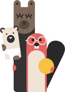 Friendly HEI animal family illustration